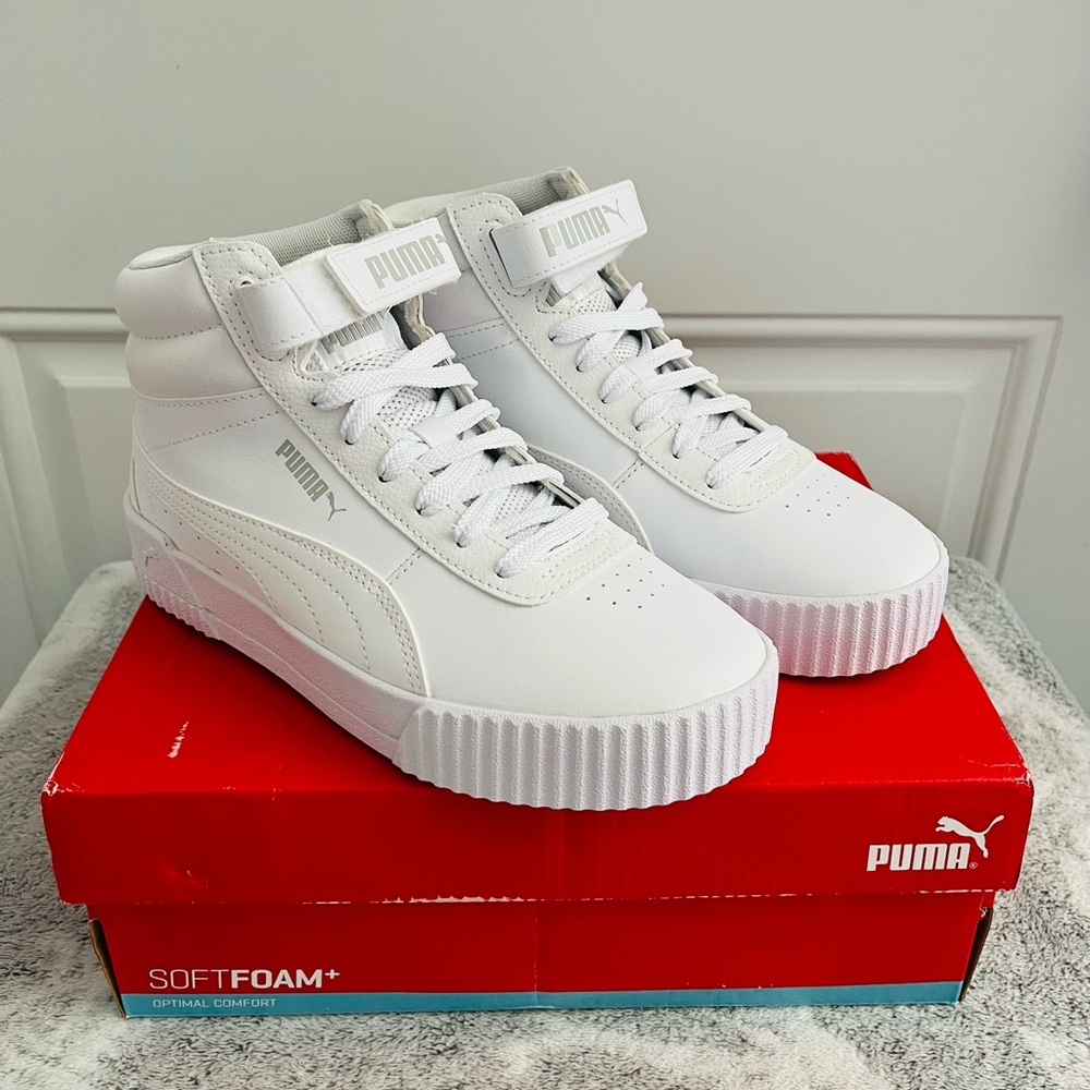 NEW IN BOX PUMA carina mid sneakers white size 6.5 FREE SHIPPING 💌